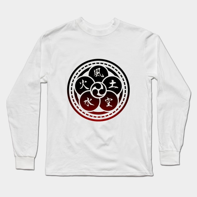 The Book of Five Rings  (Crest) Miyamoto Musashi Long Sleeve T-Shirt by Rules of the mind